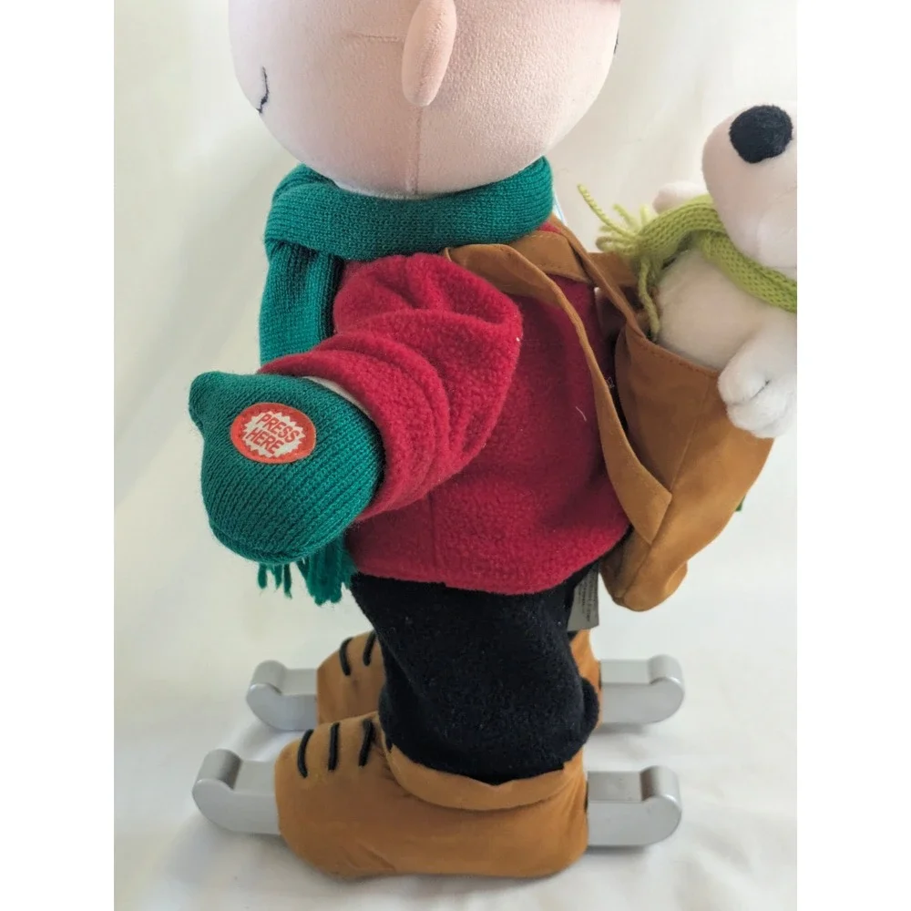 Peanuts Charlie Brown Ice Skating Animated Plush Snoopy in Backpack 16